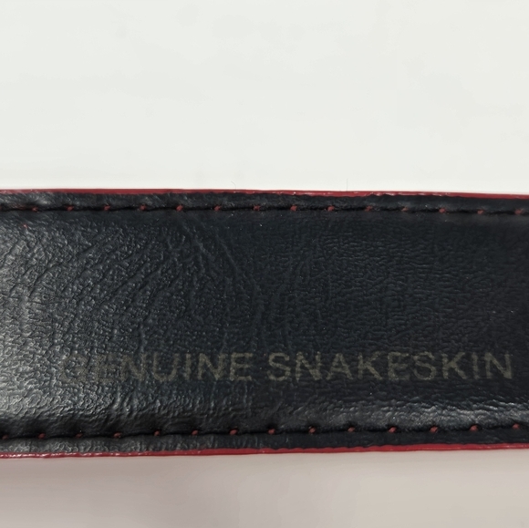 VINTAGE JANA GENUINE SNAKESKIN RED BELT GOLD BUCKLE & END CAP WOMEN LARGE 1980s - Picture 11 of 15